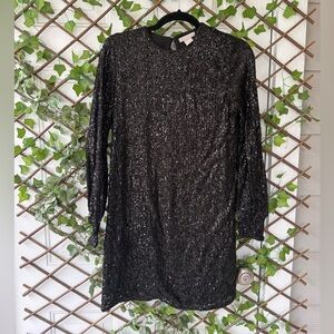 H&M Black Sequin Long Sleeve Dress